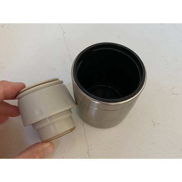 2004 Starbucks 12 Oz. Thermos Stainless Steel Tooled Red Leather Pop-Up Top - Picture 7 of 7